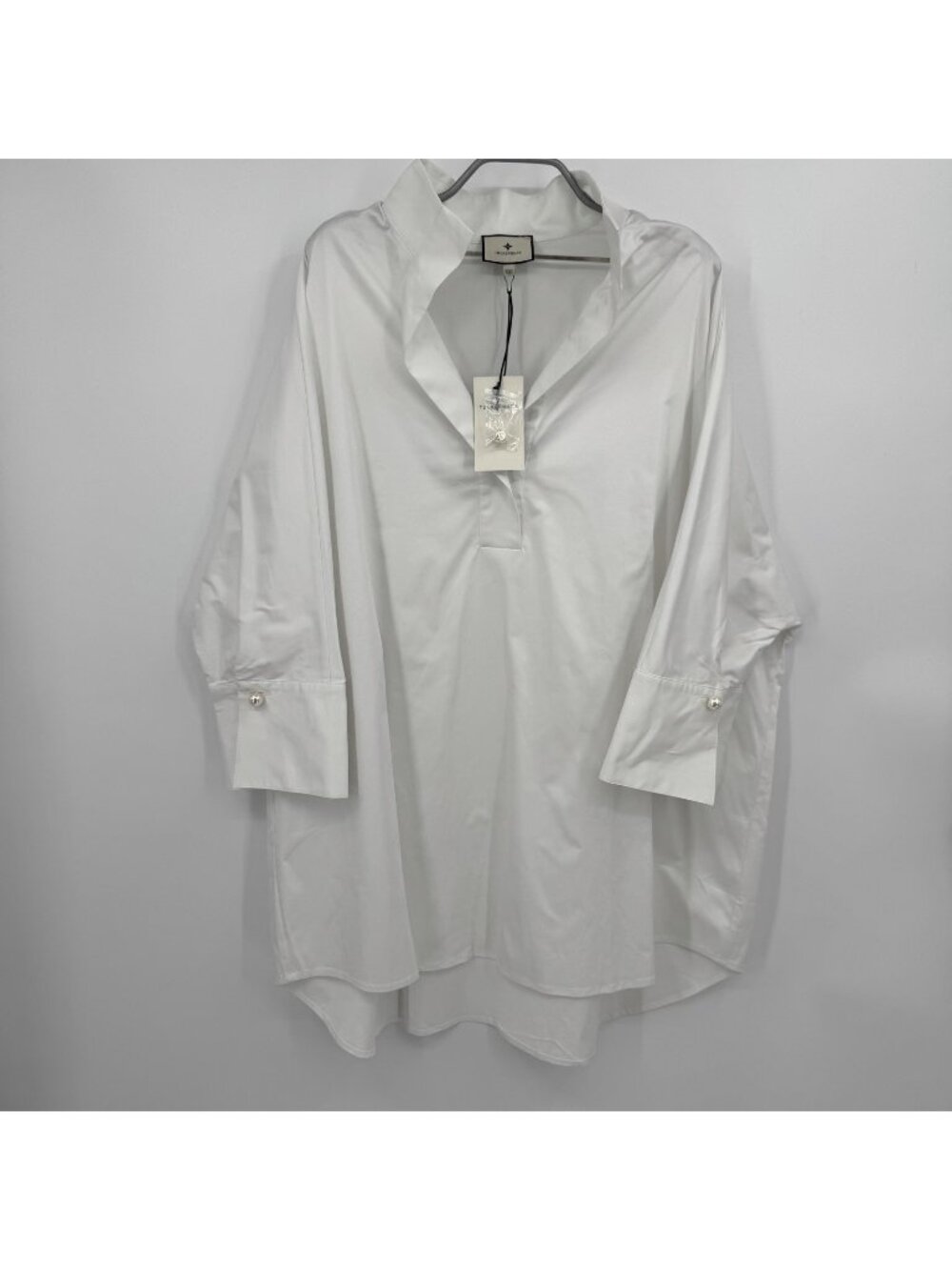 Tuckernuck White Willow Blouse XXXL Oversized Collared Cotton Stretch Poplin Top